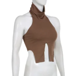 Pure Color High Collar Sexy Strapless Top Hollow Slit Knitting Short Vest 18 Pure Color High Collar Sexy Strapless Top Hollow Slit Knitting Short Vest -Women Fashion Shop fd5d35df8c1ca744