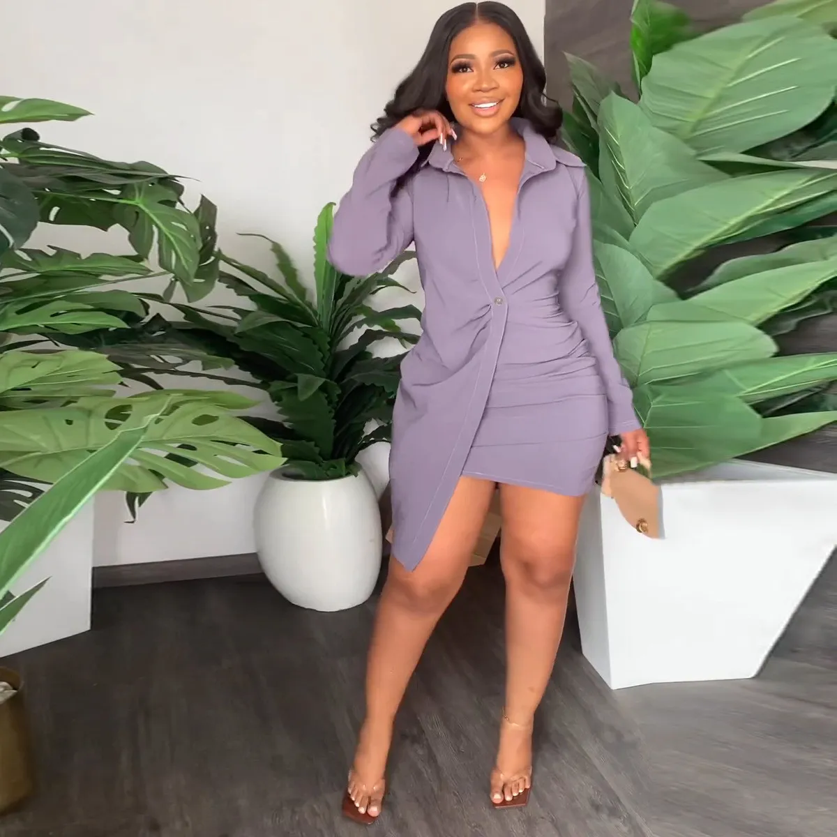 Women'S Spring Summer Irregular Long Sleeve Shirt Dress 9 Women'S Spring Summer Irregular Long Sleeve Shirt Dress - Image 7