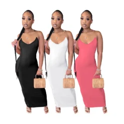 Women's Summer Kardashian Invisible Transparent Suspender Solid Color Long Dress -Women Fashion Shop fed16100457efa0d