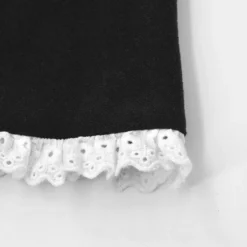 Chic Slim Contrast Color Ruffle Edge Long Sleeve A-Line Black Dress -Women Fashion Shop fef4c7c564dd2776