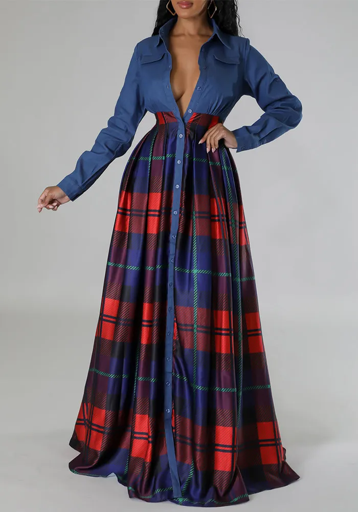 Women Casual Printed Turndown Collar Shirt Dress 7 Women Casual Printed Turndown Collar Shirt Dress - Image 5