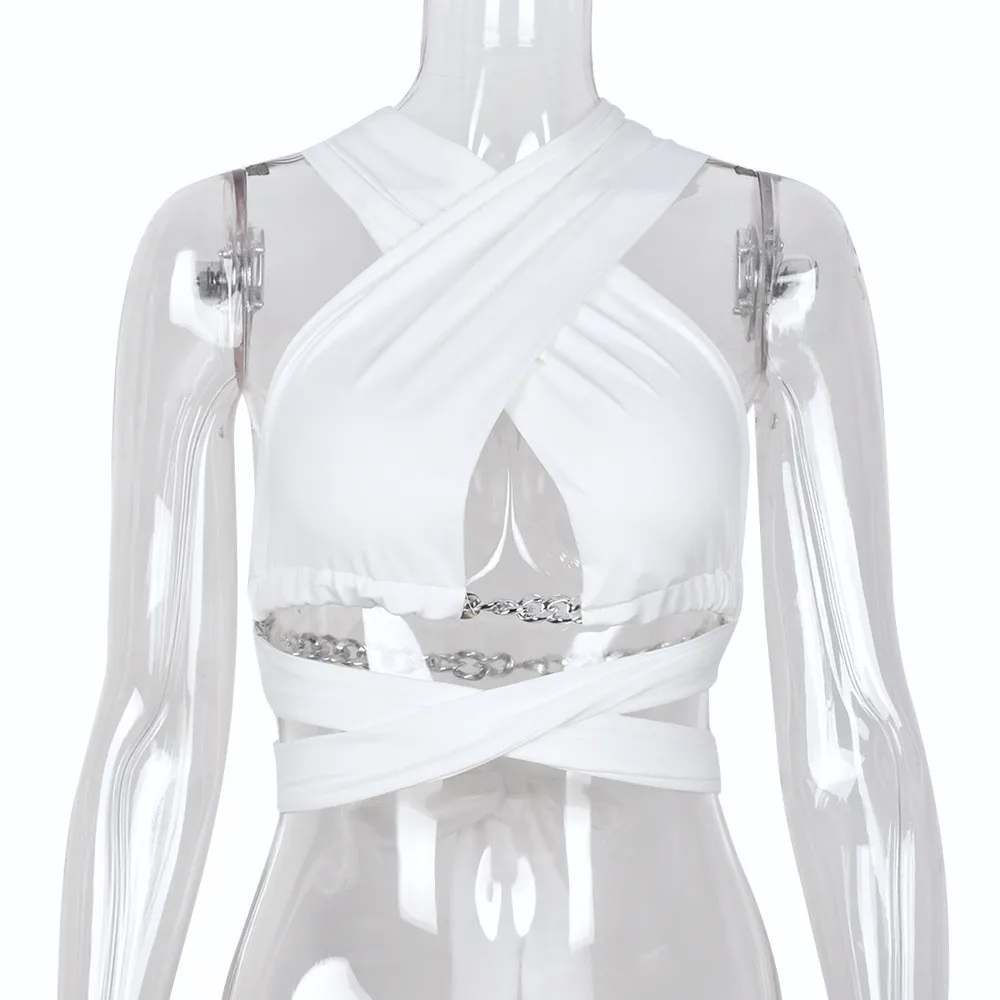 Women Sexy Summer Halter Neck Hollow Chain Backless Top 11 Women Sexy Summer Halter Neck Hollow Chain Backless Top - Image 10